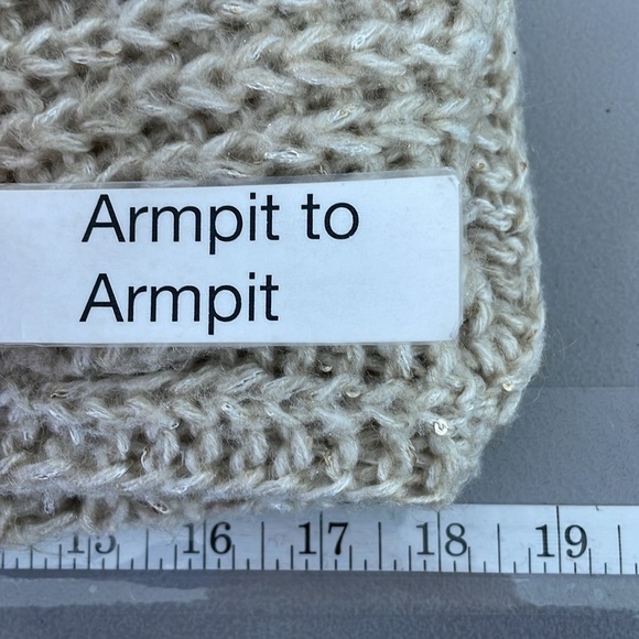 Anthropologie Knitted & Knotted Sweater Women's S Small Cream Gold Knit Pullover - Picture 12 of 13